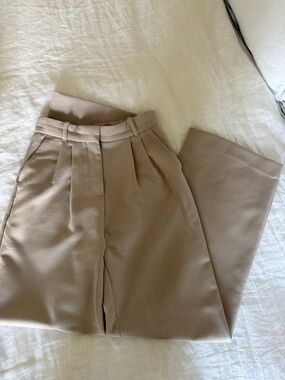 Abercrombie & Fitch Light Taupe Sloane Tailored Wide Leg Pant